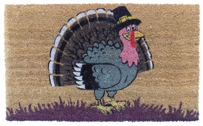 18" X 30" Brown and Black Coir Tom Turkey Outdoor Door Mat HomeRoots