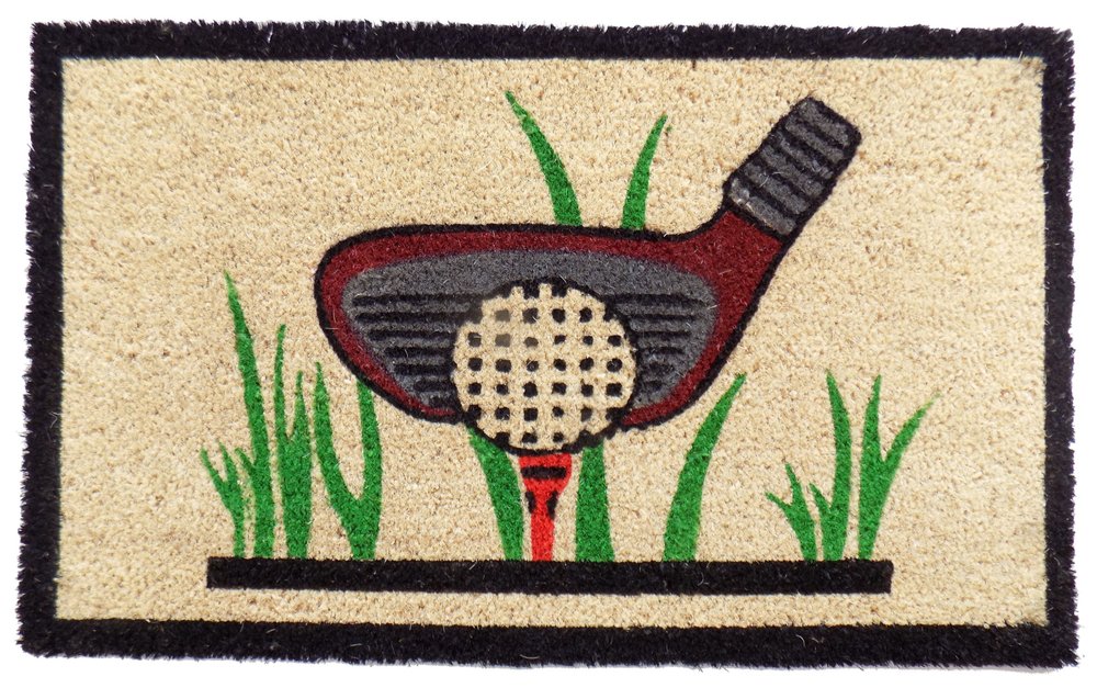 18" X 30" Brown and Black Coir Golf Outdoor Door Mat HomeRoots