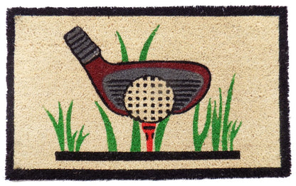 18" X 30" Brown and Black Coir Golf Outdoor Door Mat HomeRoots