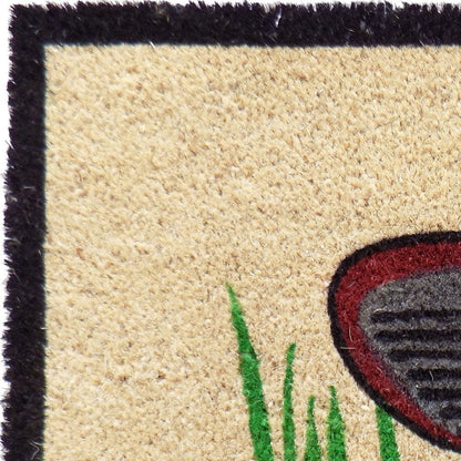 18" X 30" Brown and Black Coir Golf Outdoor Door Mat HomeRoots