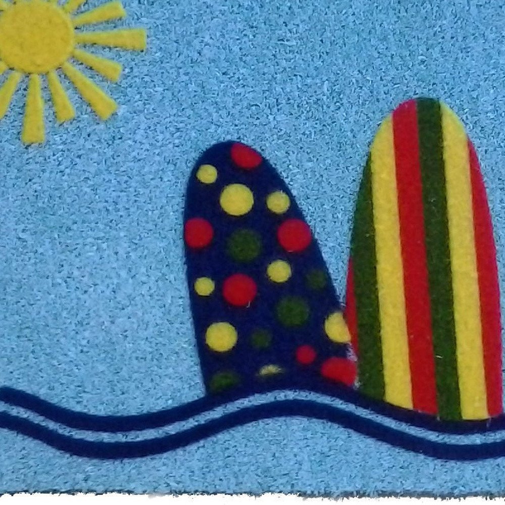 18" X 30" Blue and Green Coir Tropical Outdoor Door Mat HomeRoots