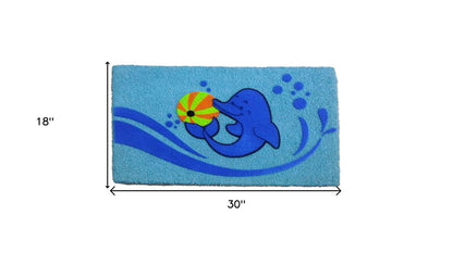 18" X 30" Blue Coir Dolphin Outdoor Door Mat HomeRoots