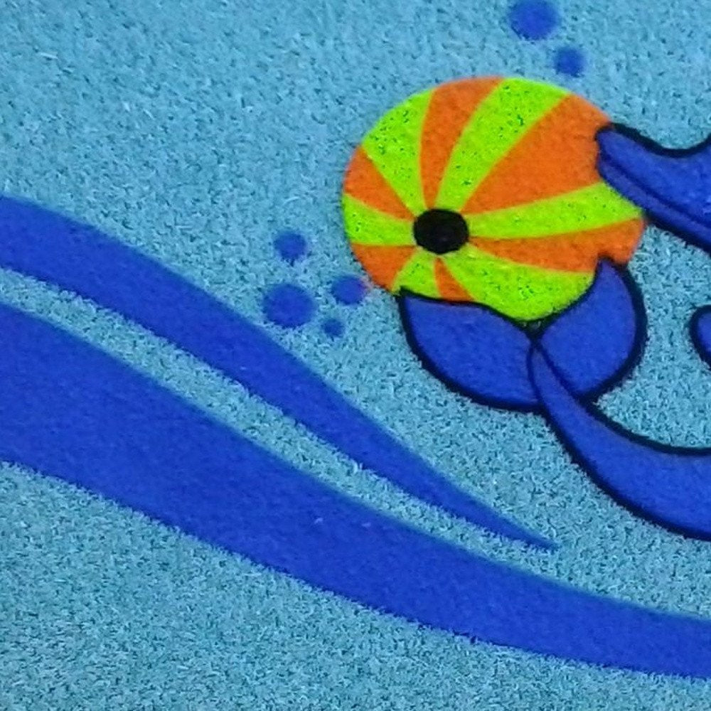 18" X 30" Blue Coir Dolphin Outdoor Door Mat HomeRoots