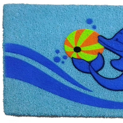 18" X 30" Blue Coir Dolphin Outdoor Door Mat HomeRoots