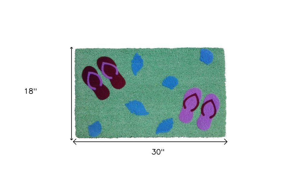 18" X 30" Green Coir Flip Flop Outdoor Door Mat HomeRoots