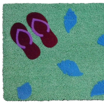 18" X 30" Green Coir Flip Flop Outdoor Door Mat HomeRoots