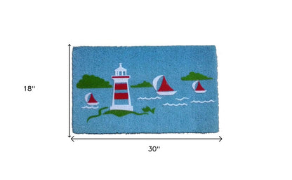 18" X 30" Blue Coir Tropical Outdoor Door Mat HomeRoots