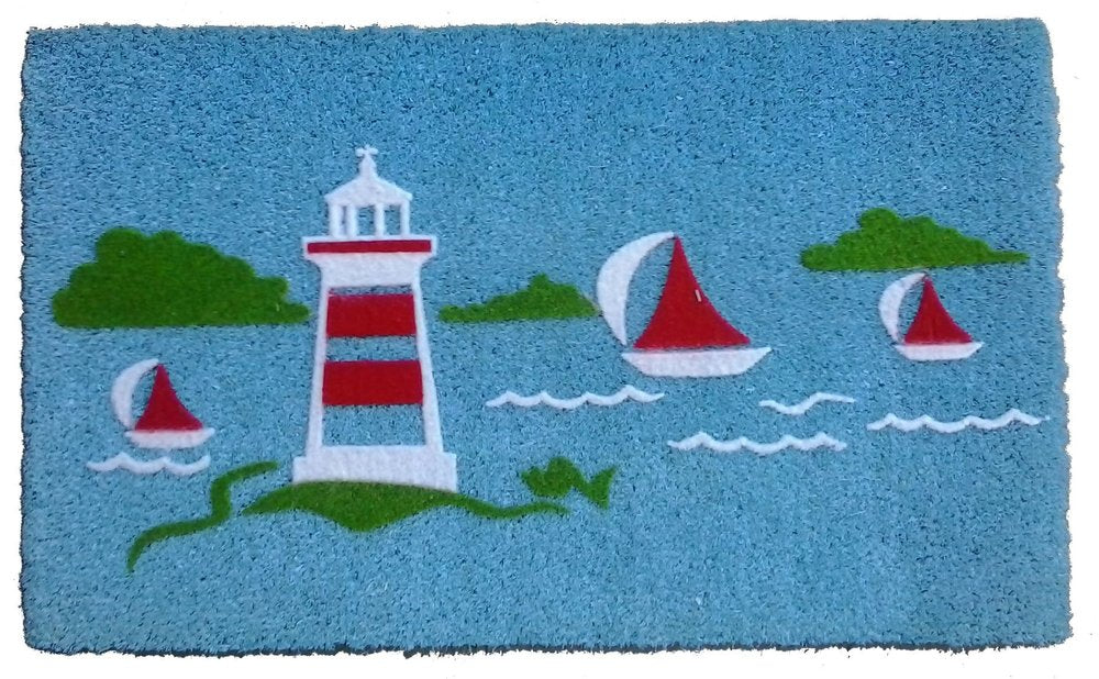 18" X 30" Blue Coir Tropical Outdoor Door Mat HomeRoots
