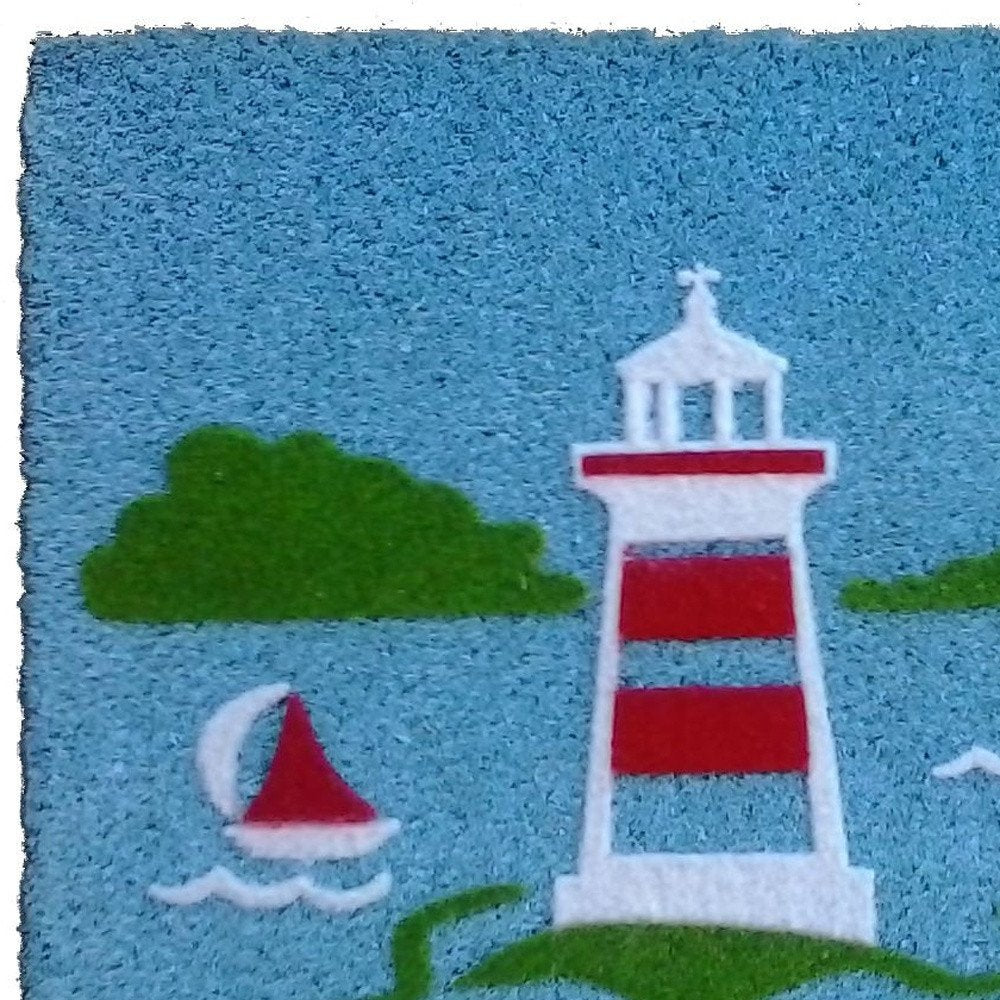 18" X 30" Blue Coir Tropical Outdoor Door Mat HomeRoots