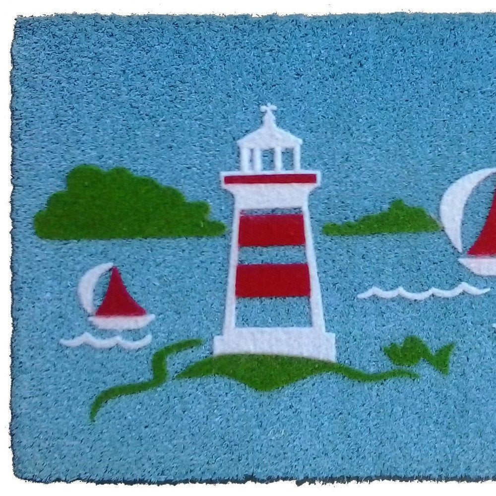18" X 30" Blue Coir Tropical Outdoor Door Mat HomeRoots