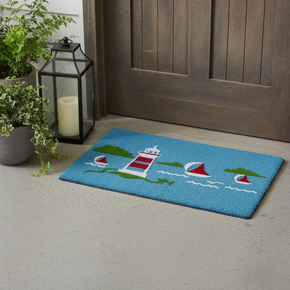 18" X 30" Blue Coir Tropical Outdoor Door Mat HomeRoots