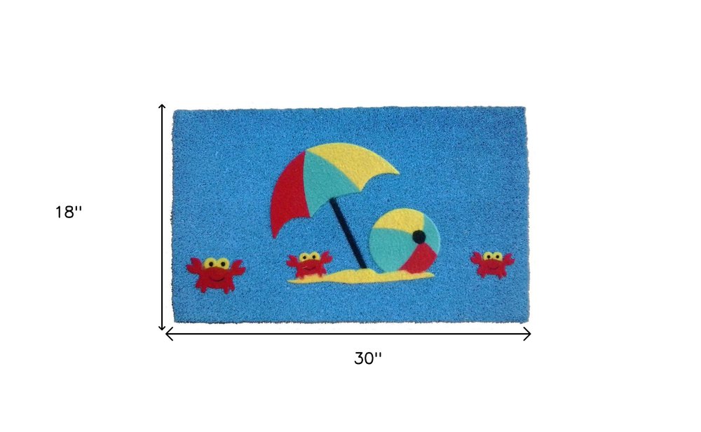 18" X 30" Blue Coir Tropical Outdoor Door Mat HomeRoots