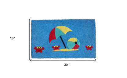 18" X 30" Blue Coir Tropical Outdoor Door Mat HomeRoots