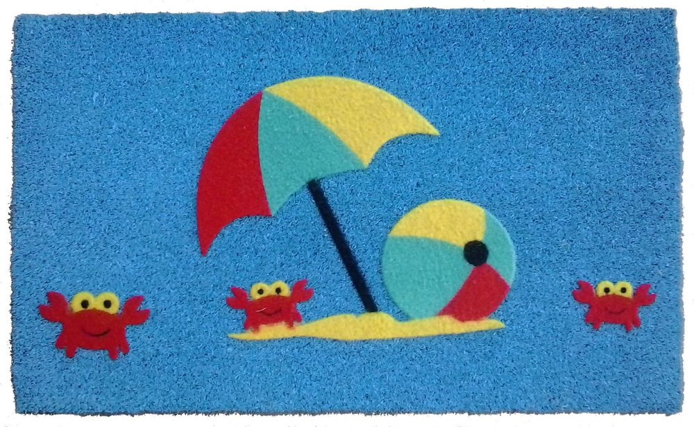 18" X 30" Blue Coir Tropical Outdoor Door Mat HomeRoots