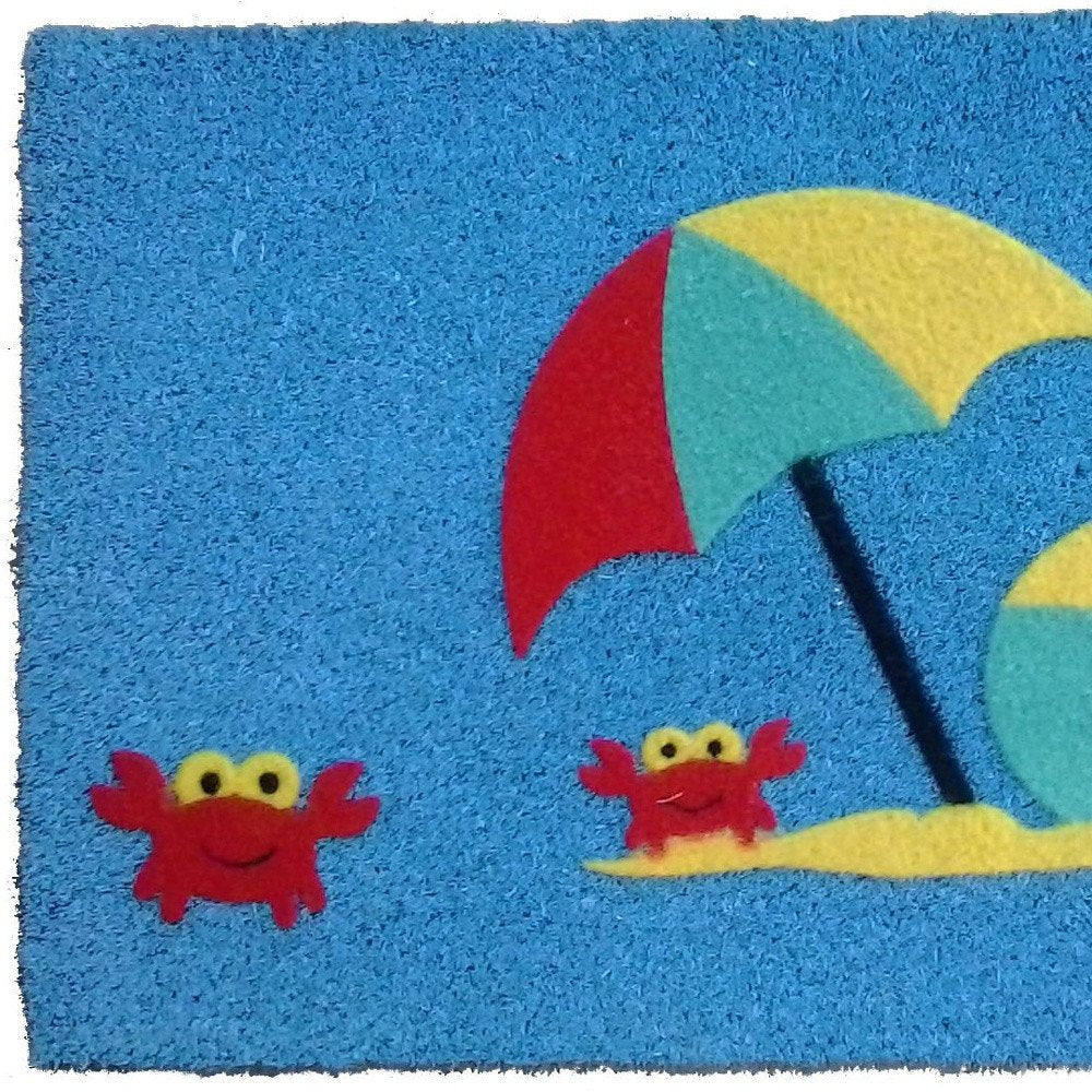 18" X 30" Blue Coir Tropical Outdoor Door Mat HomeRoots