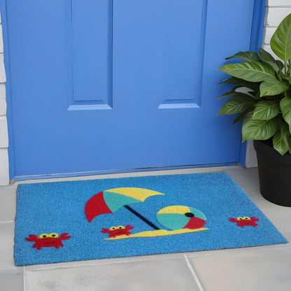 18" X 30" Blue Coir Tropical Outdoor Door Mat HomeRoots