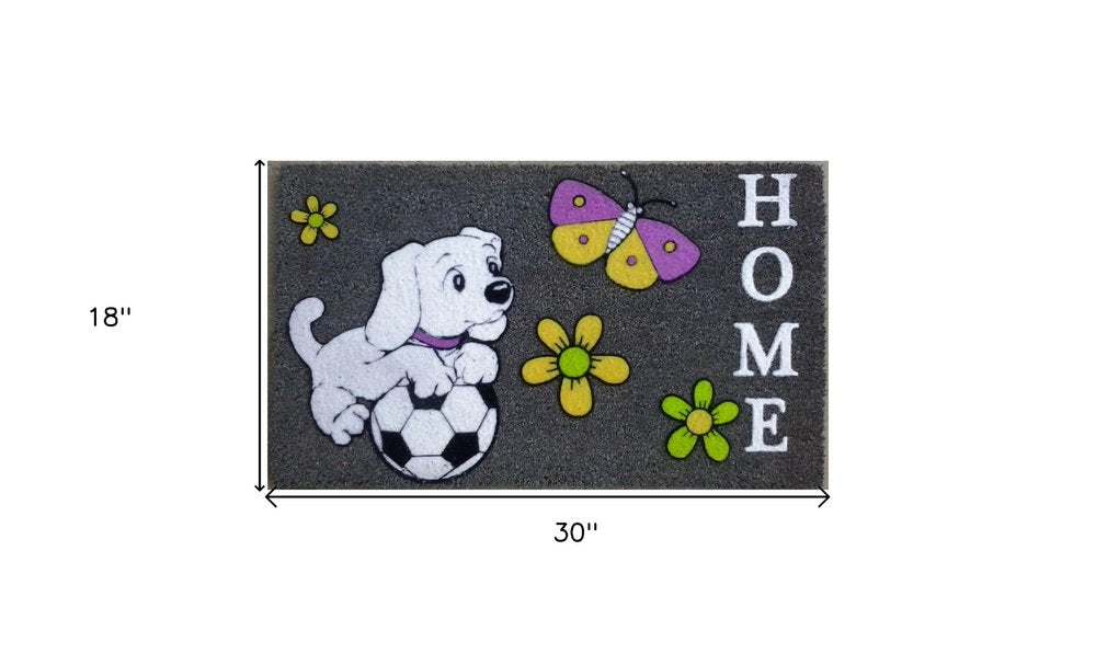 18" X 30" White Coir Dog Home Outdoor Door Mat HomeRoots