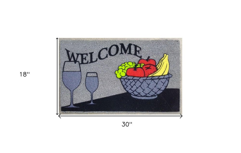 18" X 30" Black and Red Coir Wine Welcome Outdoor Door Mat HomeRoots