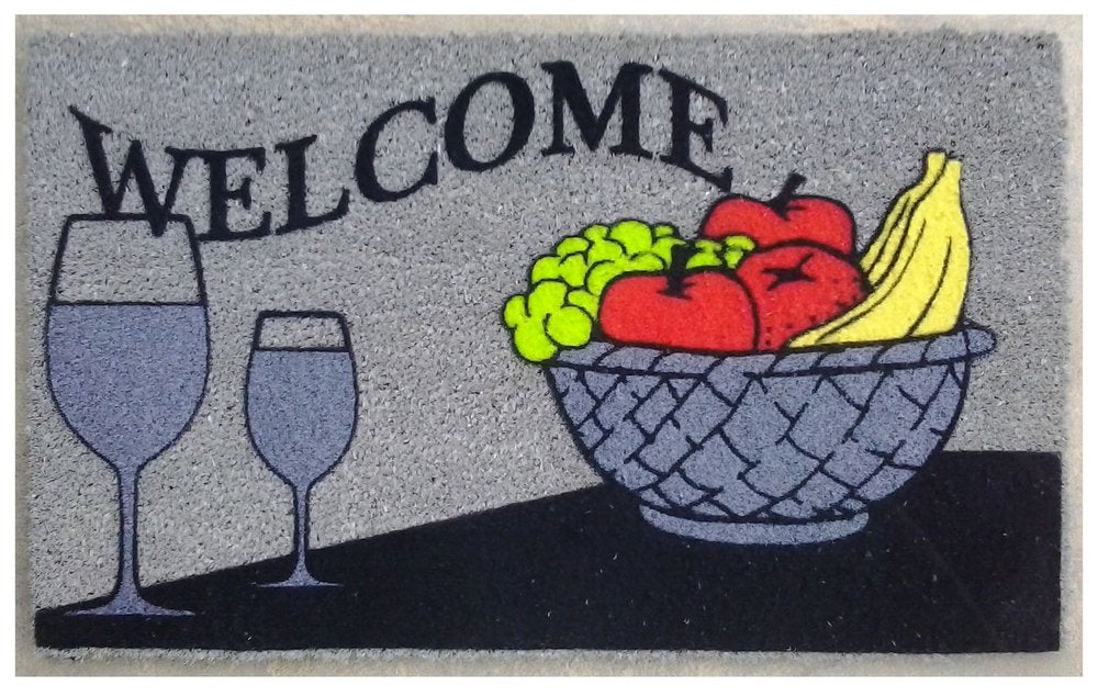 18" X 30" Black and Red Coir Wine Welcome Outdoor Door Mat HomeRoots