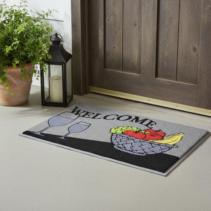 18" X 30" Black and Red Coir Wine Welcome Outdoor Door Mat HomeRoots