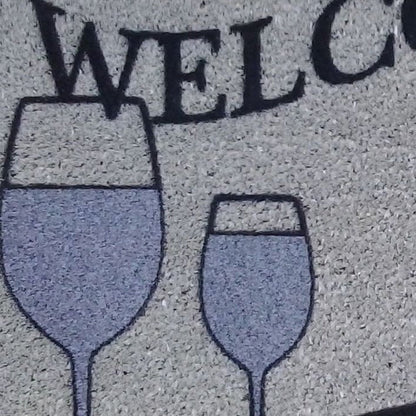 18" X 30" Black and Red Coir Wine Welcome Outdoor Door Mat HomeRoots