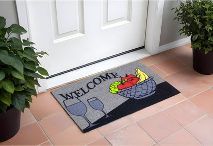 18" X 30" Black and Red Coir Wine Welcome Outdoor Door Mat HomeRoots