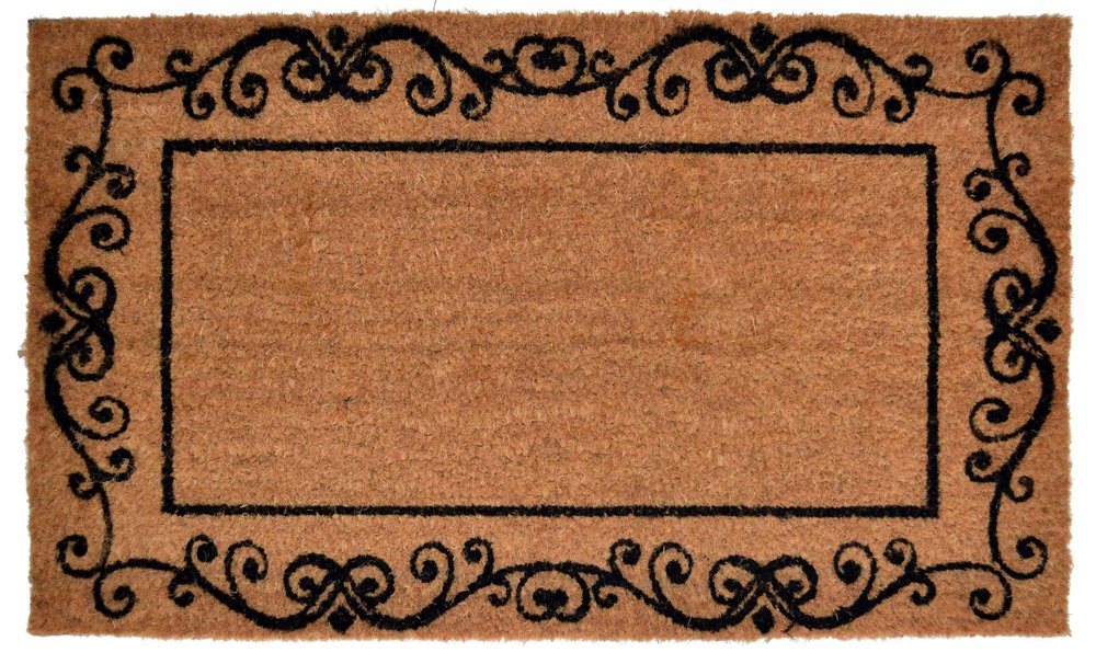 18" X 30" Brown and Black Coir Scrollwork Outdoor Door Mat HomeRoots