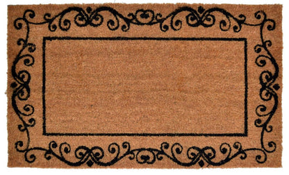 18" X 30" Brown and Black Coir Scrollwork Outdoor Door Mat HomeRoots