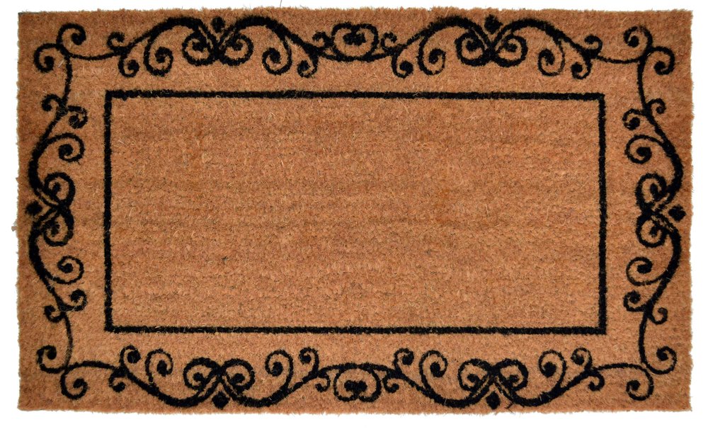 18" X 30" Brown and Black Coir Scrollwork Outdoor Door Mat HomeRoots