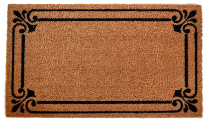 18" X 30" Brown and Black Coir Scrollwork Outdoor Door Mat HomeRoots