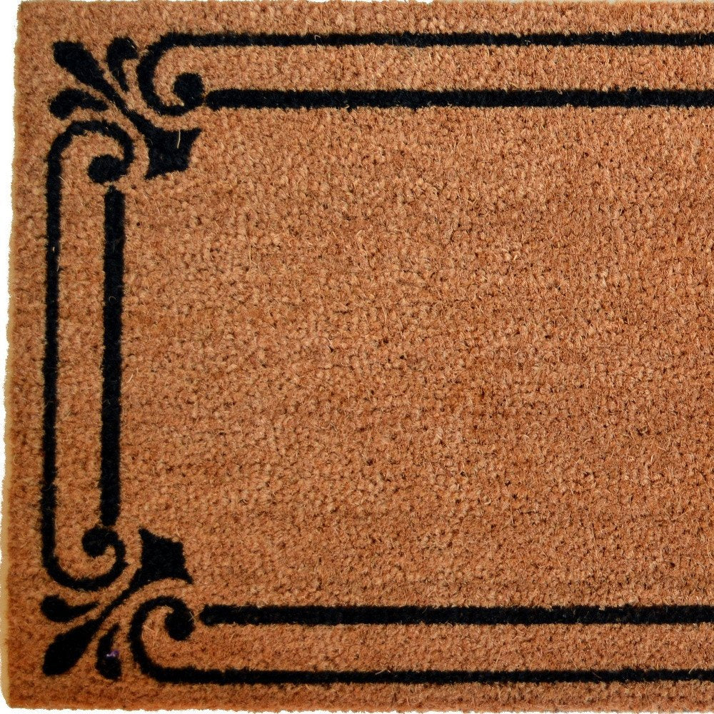 18" X 30" Brown and Black Coir Scrollwork Outdoor Door Mat HomeRoots