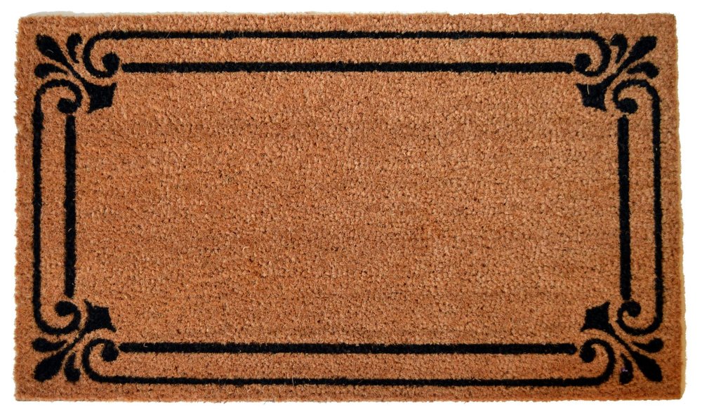 18" X 30" Brown and Black Coir Scrollwork Outdoor Door Mat HomeRoots