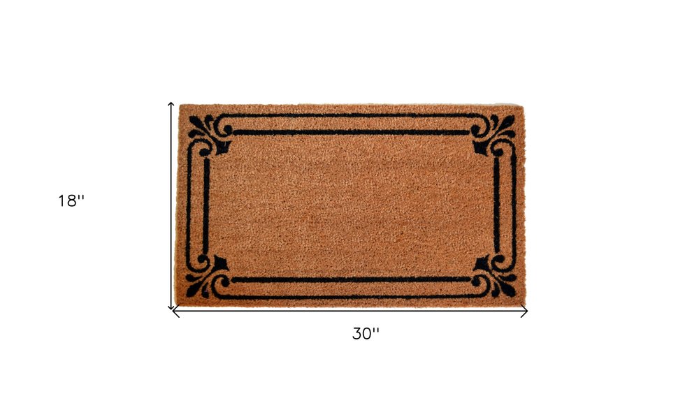 18" X 30" Brown and Black Coir Scrollwork Outdoor Door Mat HomeRoots
