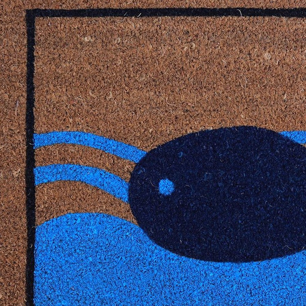 18" X 30" Brown Blue And Red Coir Whale Outdoor Door Mat HomeRoots