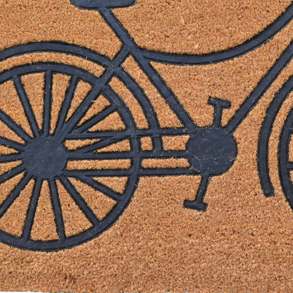 24" X 36" Brown and Black Coir Bicycle Outdoor Door Mat HomeRoots