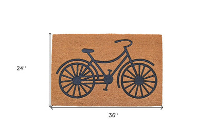 24" X 36" Brown and Black Coir Bicycle Outdoor Door Mat HomeRoots