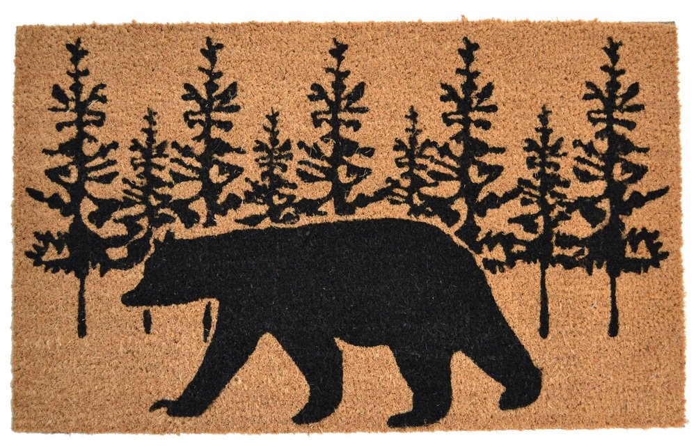 18" X 30" Brown And Black Bear Outdoor Coir Door Mat HomeRoots