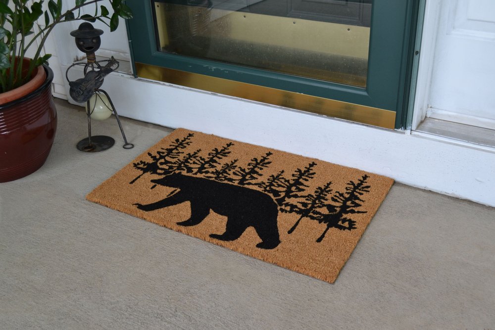 18" X 30" Brown And Black Bear Outdoor Coir Door Mat HomeRoots