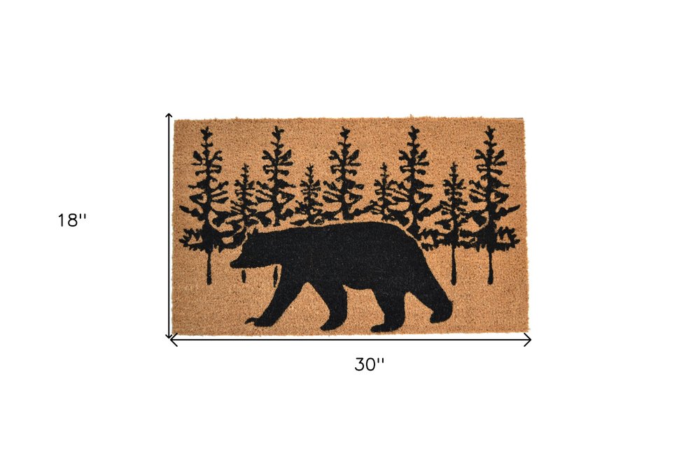 18" X 30" Brown And Black Bear Outdoor Coir Door Mat HomeRoots