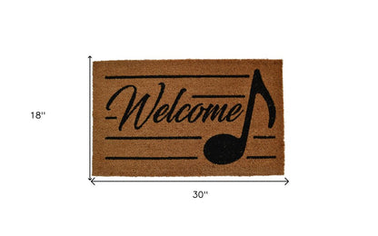 18" X 30" Brown and Black Coir Welcome Outdoor Door Mat HomeRoots