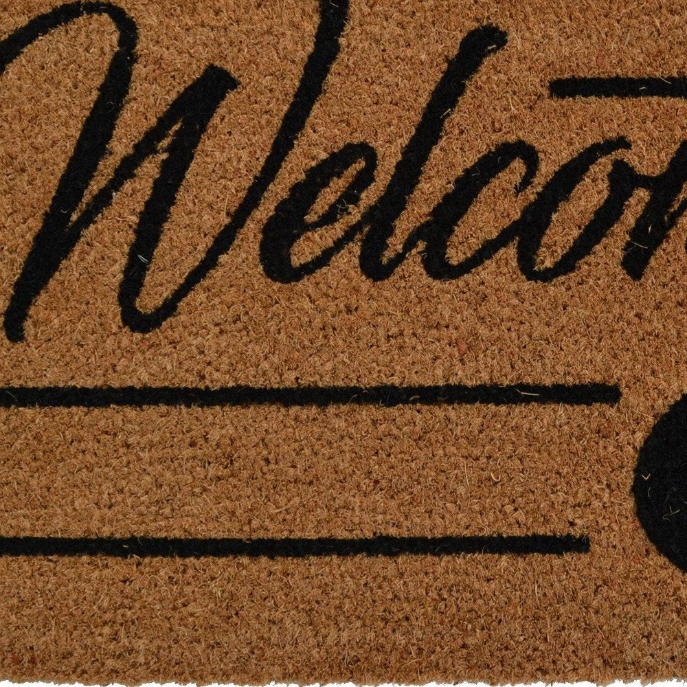 18" X 30" Brown and Black Coir Welcome Outdoor Door Mat HomeRoots