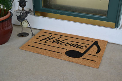 18" X 30" Brown and Black Coir Welcome Outdoor Door Mat HomeRoots