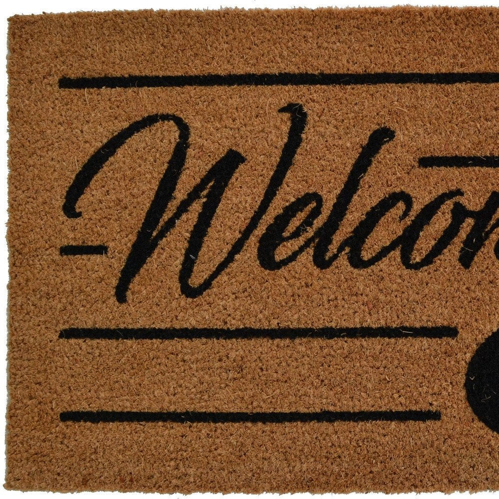 18" X 30" Brown and Black Coir Welcome Outdoor Door Mat HomeRoots
