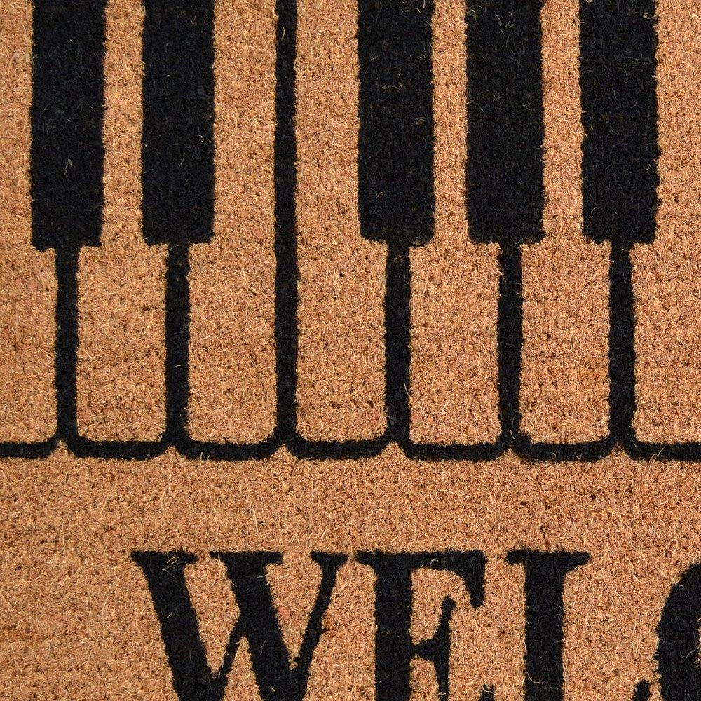 18" X 30" Brown and Black Coir Welcome Outdoor Door Mat HomeRoots