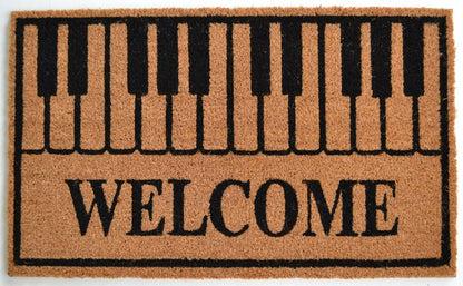 18" X 30" Brown and Black Coir Welcome Outdoor Door Mat HomeRoots