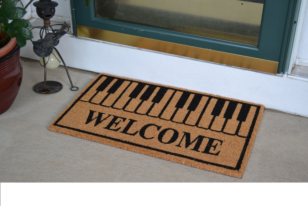 18" X 30" Brown and Black Coir Welcome Outdoor Door Mat HomeRoots
