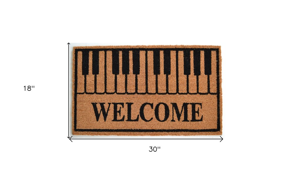 18" X 30" Brown and Black Coir Welcome Outdoor Door Mat HomeRoots