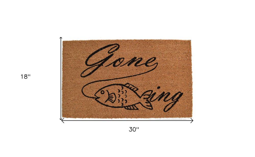 18" X 30" Brown and Black Coir Fish Outdoor Door Mat HomeRoots