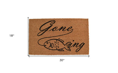 18" X 30" Brown and Black Coir Fish Outdoor Door Mat HomeRoots