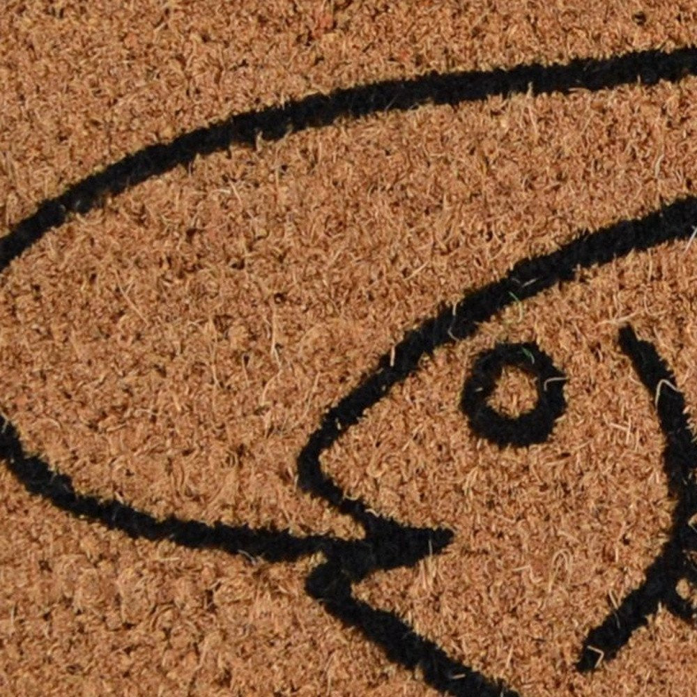 18" X 30" Brown and Black Coir Fish Outdoor Door Mat HomeRoots